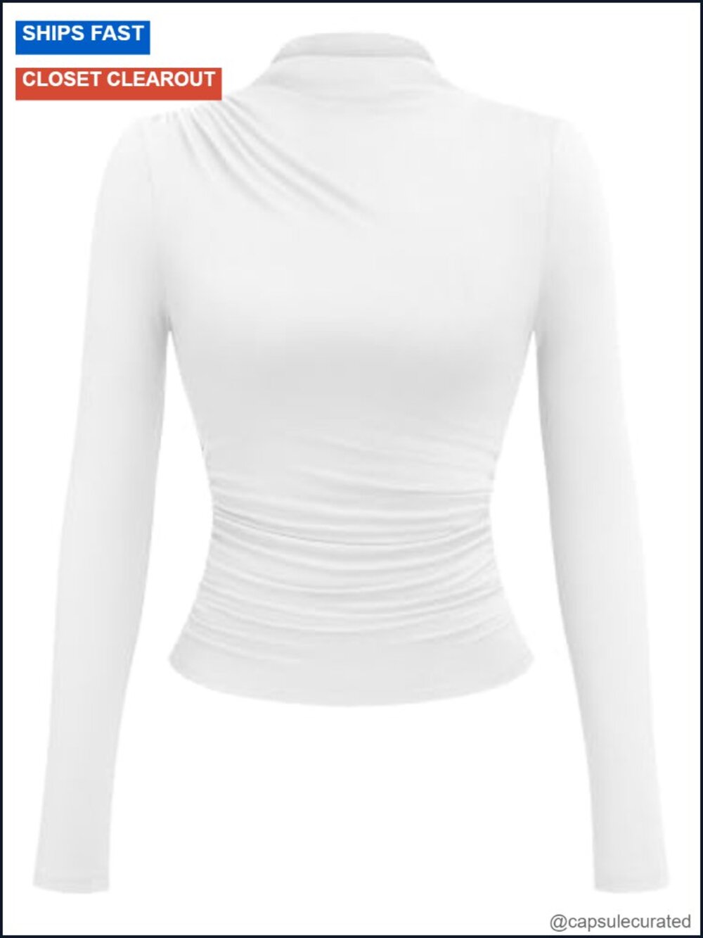 Mock Neck Long Sleeve Ruched Fitted Top for Women Business Casual Work Blouse